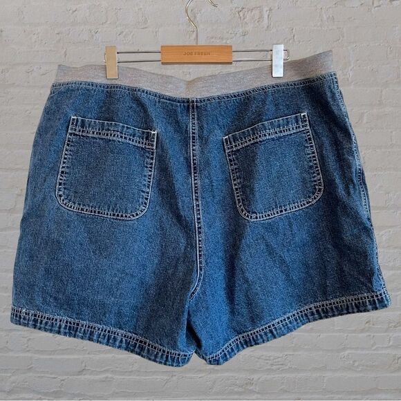 Vintage 90s Jean shorts white stitching grey waist band - Picture 4 of 8